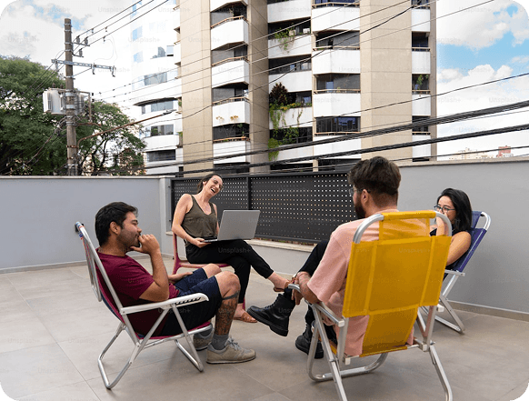 People talking outdoors